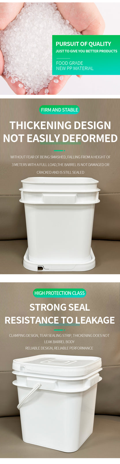 10l square plastic bucket