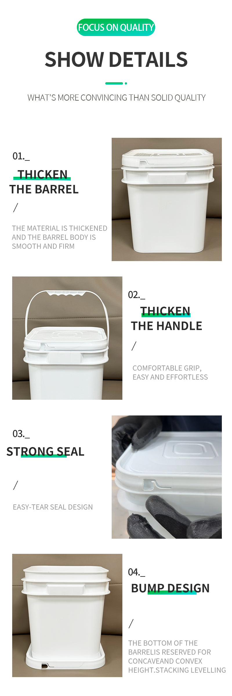 10l square plastic bucket