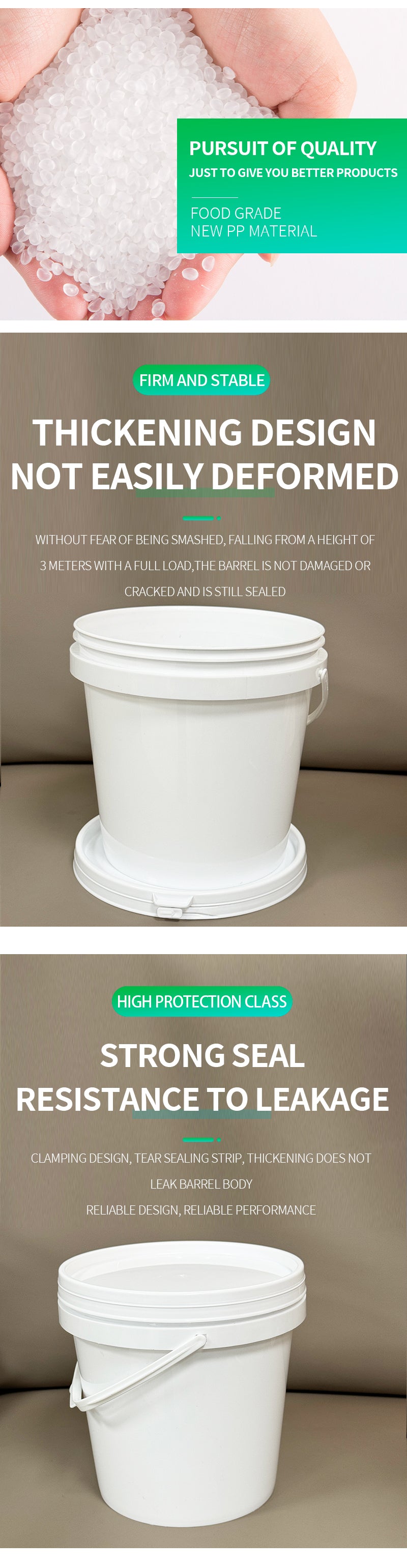 3l plastic buckets with handles