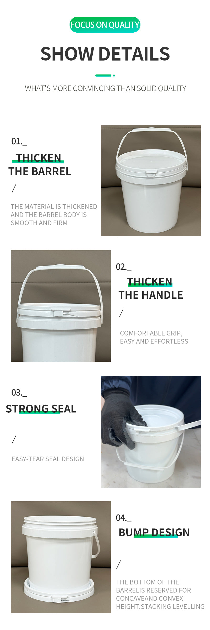 3l plastic buckets with handles