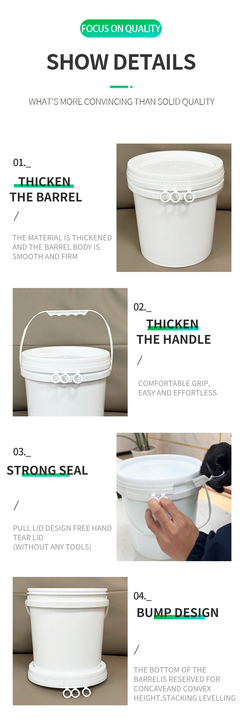 6l plastic bucket with ring lock